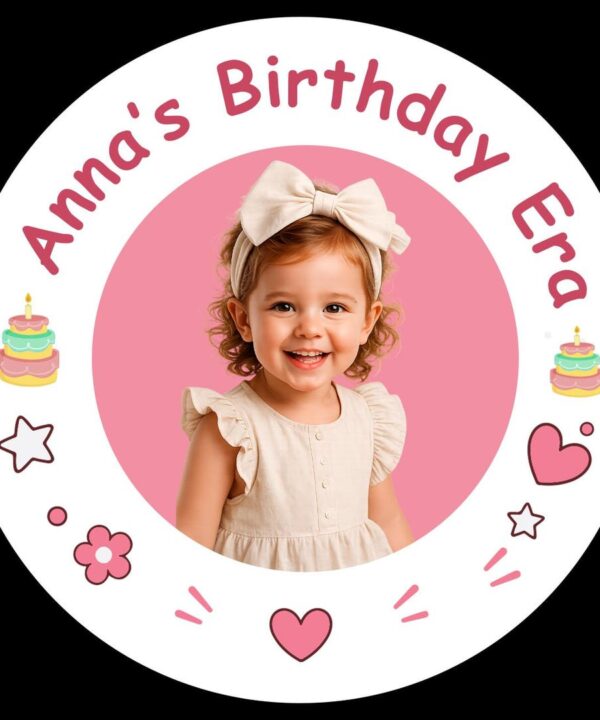 Custom birthday stickers used as party favors