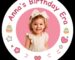 Custom birthday stickers used as party favors