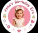 Custom birthday stickers used as party favors