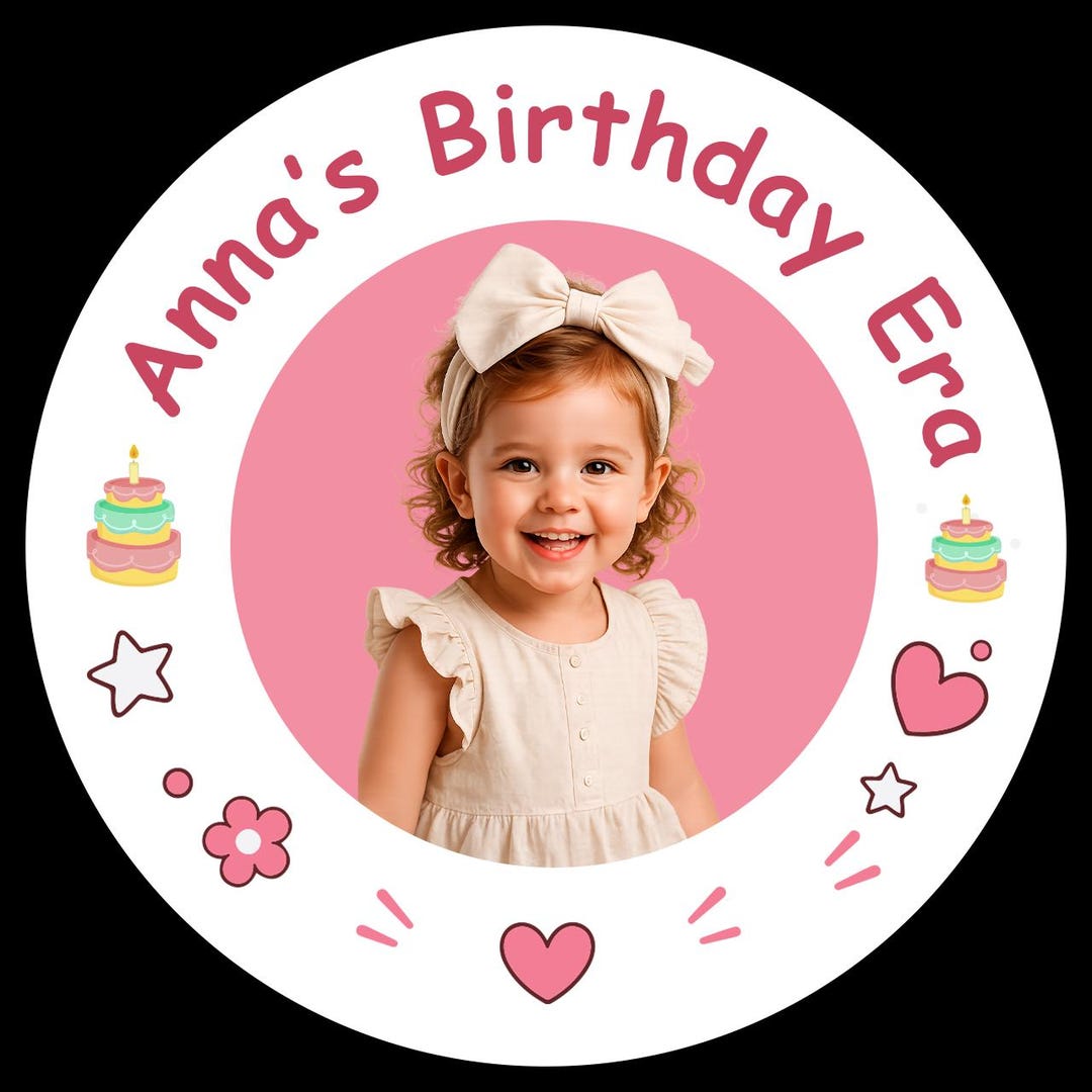 Custom birthday stickers used as party favors