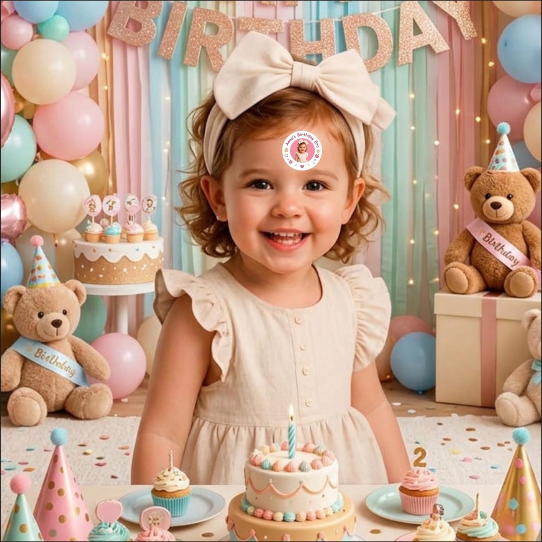 Close-up of a laminated custom birthday sticker